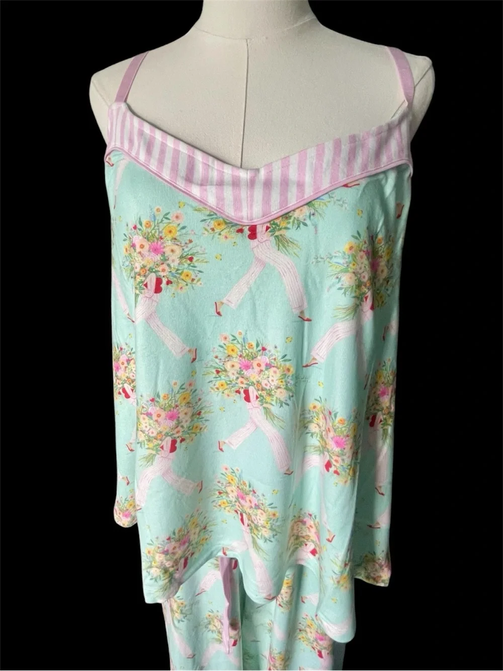 P.J. Salvage x Adrian Valencia Pajama Set NWT 🌸 Bright Mint 1X - Picture 6 of 15